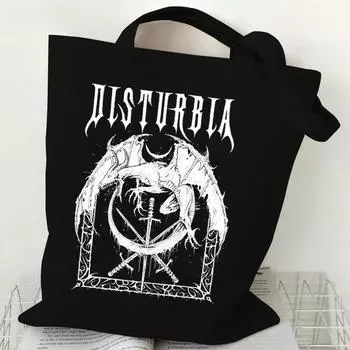 Сумка через плечо Винтажные сумки для покупок Холщовые женские сумки Harajuku большой вместимости Повседневные модные сумки чёрный