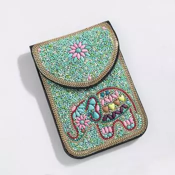 Сумка через плечо в богемном этническом стиле с рисовыми бусинами, карманом для мобильного телефона из ракушек, цветочным узором из искусственной кожи, женская сумка через плечо для фотосъемки в путешествии.