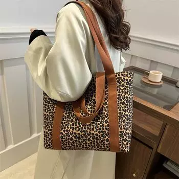 Сумка через плечо в иностранном стиле для литературных и художественных студентов, вместительная, с леопардовым принтом, персонализированная, трендовая, женская сумка коричневый