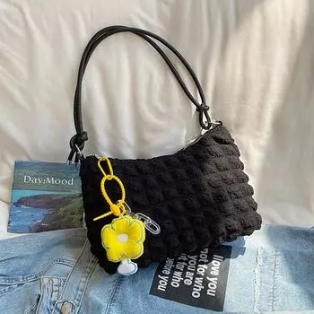 Сумка через плечо в иностранном стиле, маленькая, свежая, плиссированная, женская, ранняя осень, универсальная, подмышечная сумка, модная