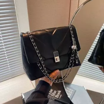 Сумка через плечо в иностранном стиле, простая сумка-тоут, модная женская сумка в стиле ретро подмышки 2024 года, новая простая и модная сумка-мессенджер чёрный