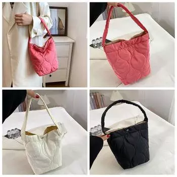 Сумка через плечо в полоску Bubble, плиссированная сумка-облако, элегантная сумка для пикника с хлопковой подкладкой и ручкой сверху чёрный