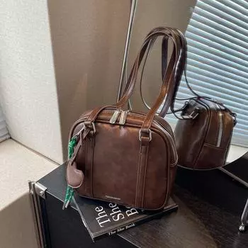 Сумка через плечо в стиле ретро для женщин 2024 года, новая текстура, простая, вместительная, для поездок на работу, маленькая квадратная сумка грязно-белый