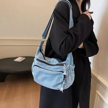 Сумка через плечо в стиле ретро из денима Lazy Wind, американская женская сумка для мам, сумка для свекрови среднего возраста, атмосферная сумка через плечо