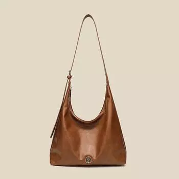 Сумка через плечо в стиле ретро премиум-класса, женская сумка через плечо большой вместимости, простая повседневная сумка для поездок на работу коричневый