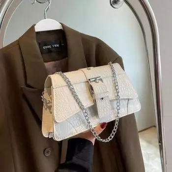 Сумка через плечо в стиле ретро с цепочкой для женщин, маленькая квадратная сумка, сумка подмышкой, простой дизайн, универсальная, осенне-зимняя, новая мода