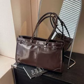 Сумка через плечо в стиле ретро, вместительная, женская, осенне-зимняя, простая и универсальная, портфель для поездок подмышкой 38*11*24 бордовый