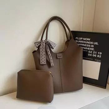 Сумка через плечо в стиле ретро, вместительная, женская, модная, подмышечная, универсальная, переносная, сумка-ведро 39*13*29 коричневый