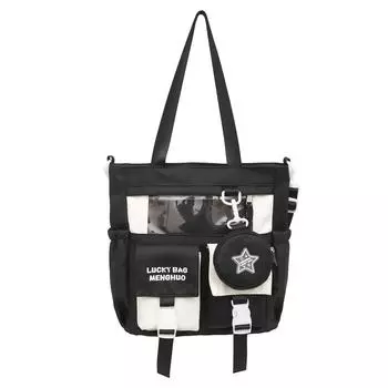 Сумка через плечо в студенческом стиле, женская сумка через плечо с кошельком для монет чёрный