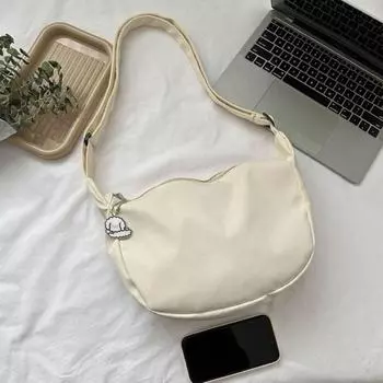 Сумка через плечо в вафельную клетку в корейском стиле, вельветовая сумка с подвеской для женщин чёрный