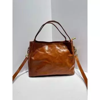 Сумка через плечо, верхний слой из коровьей кожи растительного дубления, винтажная женская сумка из натуральной кожи с вместительной сумкой-тоут коричневый