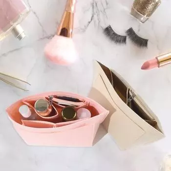 Сумка через плечо, вкладыш, много карманов, большая вместимость, косметичка, кошелек, сумка-органайзер, внутренняя вставка, дорожная косметичка для отдыха на природе 13x21cm темно-серого