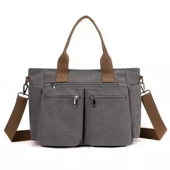 Сумка через плечо, вместительная, женская, для поездок на работу, легкая, с несколькими карманами серый