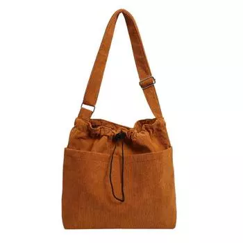 Сумка через плечо вместительной ретро-стиле, иностранная вельветовая сумка 2024 года, новая японская и корейская повседневная простая сумка-мессенджер, женская сумка коричневый