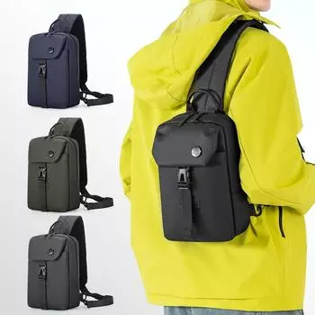 Сумка через плечо, водоотталкивающая нейлоновая мужская сумка, большая вместимость, сумка через плечо для активного отдыха, велосипедная спортивная сумка на грудь чёрный