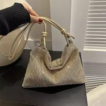 Сумка через плечо Yogodlns со стразами, модная вечерняя сумочка большой емкости, женская блестящая сумка на молнии, блестящая квадратная сумка через плечо