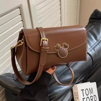 Сумка через плечо женская 2024 года, новая высококачественная ретро универсальная сумка-мессенджер, популярная в этом году, осень и зима, маленькая квадратная сумка No specification чёрный