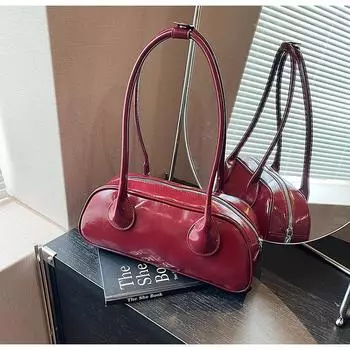 Сумка через плечо женская 2024 модная новая ретро универсальная сумка через плечо повседневная глянцевая сумка кофейный