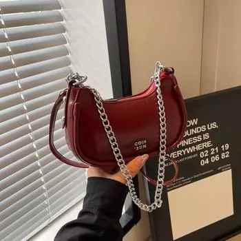 Сумка через плечо женская 2024 новый нишевый дизайн сумка-мессенджер цепочка летняя высококачественная сумка для работы маленькая сумка чёрный