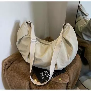 Сумка через плечо женская 2024 осень новая большая сумка-пельмень простая и универсальная сумка через плечо чёрный