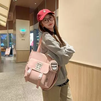 Сумка через плечо женская большая вместительная студенческая сумка через плечо чёрный