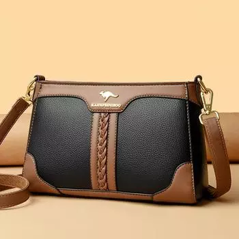 Сумка через плечо женская многослойная модная контрастная цветная сумка для мамы сумка через плечо чёрный