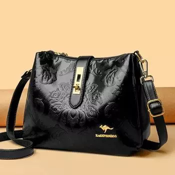 Сумка через плечо женская многослойная винтажная сумка для мам среднего возраста сумка через плечо чёрный