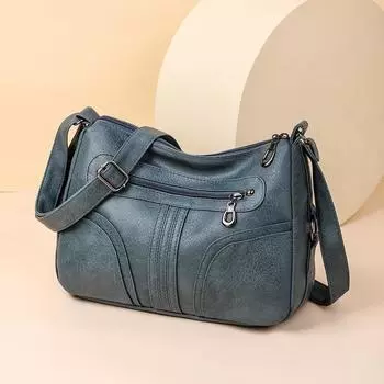 Сумка через плечо женская модная и простая двухслойная сумка-мессенджер среднего возраста из потертой кожи маленькая квадратная сумка