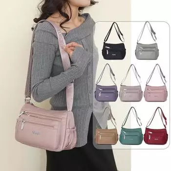 Сумка через плечо Женская нейлоновая сумка через плечо Сумка для мам среднего и пожилого возраста Однотонная сумка с несколькими карманами бежевый