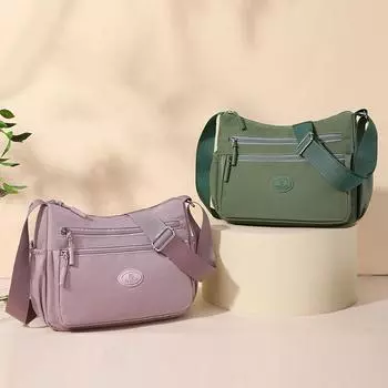 Сумка через плечо, женская нейлоновая сумка через плечо для среднего и пожилого возраста, однотонная маленькая квадратная сумка темно-красного