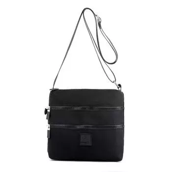 Сумка через плечо, женская нейлоновая сумка на плечо, модный уличный легкий рюкзак, многослойная нейлоновая сумка. чёрный