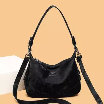 Сумка через плечо Женская Новый стиль Модная женская сумка Для женщин среднего возраста Легкая наплечная сумка чёрный