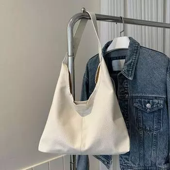 Сумка через плечо женская осень 2024 года, новая модная корейская сумка-тоут, студенческая сумка большой вместимости, сумка для поездок на работу белый