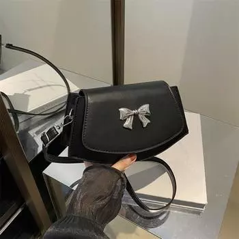 Сумка через плечо женская осенняя модная сумка через плечо с бантом серебряный