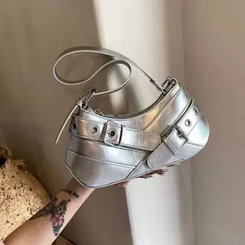 Сумка через плечо женская поясная сумка подмышкой в стиле панк-мотоцикл Кошельки и сумки-тоуты 28x13x8cm чёрный