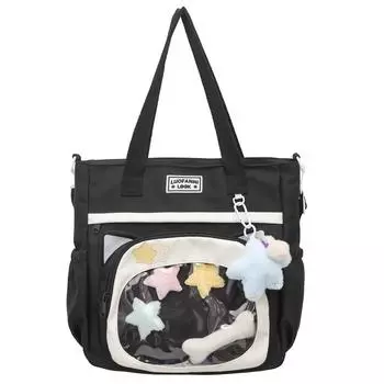 Сумка через плечо женская прозрачная сумка большая вместимость студенческая сумка через плечо чёрный