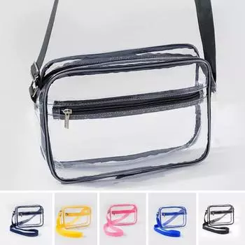 Сумка через плечо, женская регулируемая сумка через плечо с застежкой-молнией, легкий доступ, мини-сумка для покупок, водонепроницаемая прозрачная маленькая сумка из ПВХ для телефона чёрный