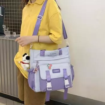 Сумка через плечо женская школьная сумка большой вместимости студенческая сумка через плечо чёрный