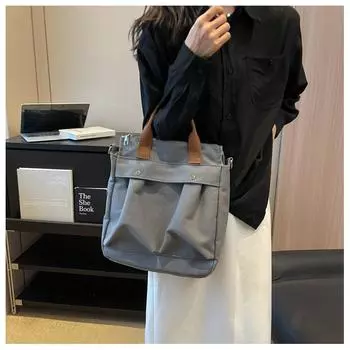 Сумка через плечо Женская сумка Большая вместительная портативная холщовая сумка через плечо серый