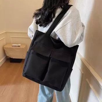 Сумка через плечо женская сумка большая вместимость сумка через плечо однотонная сумка-тоут темно-синий