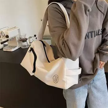 Сумка через плечо Женская сумка через плечо большой вместимости Открытая дорожная парусиновая сумка хаки