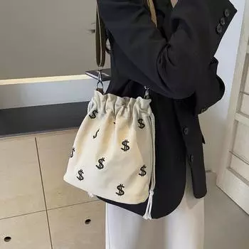 Сумка через плечо женская сумка через плечо вышитая сумка-тоут сумка-ведро маленькая сумка белый