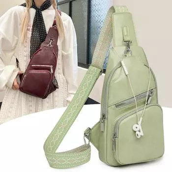 Сумка через плечо женская сумка через плечо водоотталкивающая ПУ нагрудная сумка чёрный