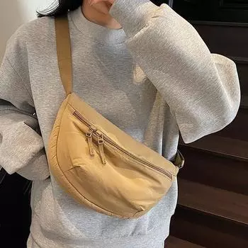 Сумка через плечо женская сумка через плечо для поездок на работу водонепроницаемая нагрудная сумка однотонная сумка хобо бежевый