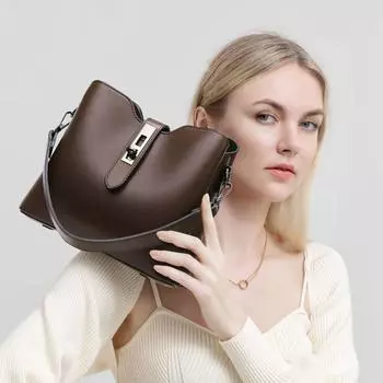 Сумка через плечо женская сумка модная сумка-ведро большой вместимости высококачественная женская сумка повседневная универсальная сумка для поездок на работу one size кофейный