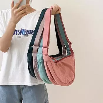 Сумка через плечо, женская сумка на плечо, студенческая сумка, повседневная сумка, спортивная сумка, летняя холщовая сумка, сумка для пельменей персиковый