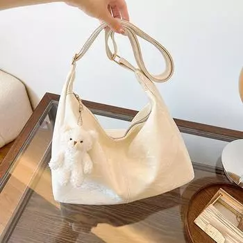 Сумка через плечо, женская сумка подмышкой в иностранном стиле, красивая личность 2024 года, новый повседневный тренд весны и лета, модная и простая сумка-тоут Without pendant чёрный