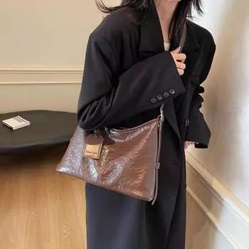 Сумка через плечо женская сумка-тоут большой емкости 2024 новая простая универсальная сумка через плечо высокого качества сумка для поездок на работу 31*12*23 чёрный