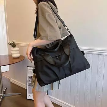 Сумка через плечо женская сумка тренд простая модная большая вместительная ручная водонепроницаемая нейлоновая сумка чёрный