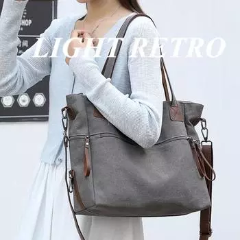 Сумка через плечо женская сумка тренд простая модная большая вместительная холщовая сумка серый